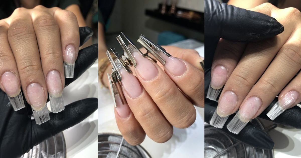 Processo de aplicação de fibra de vidro para alongamento de unhas natural